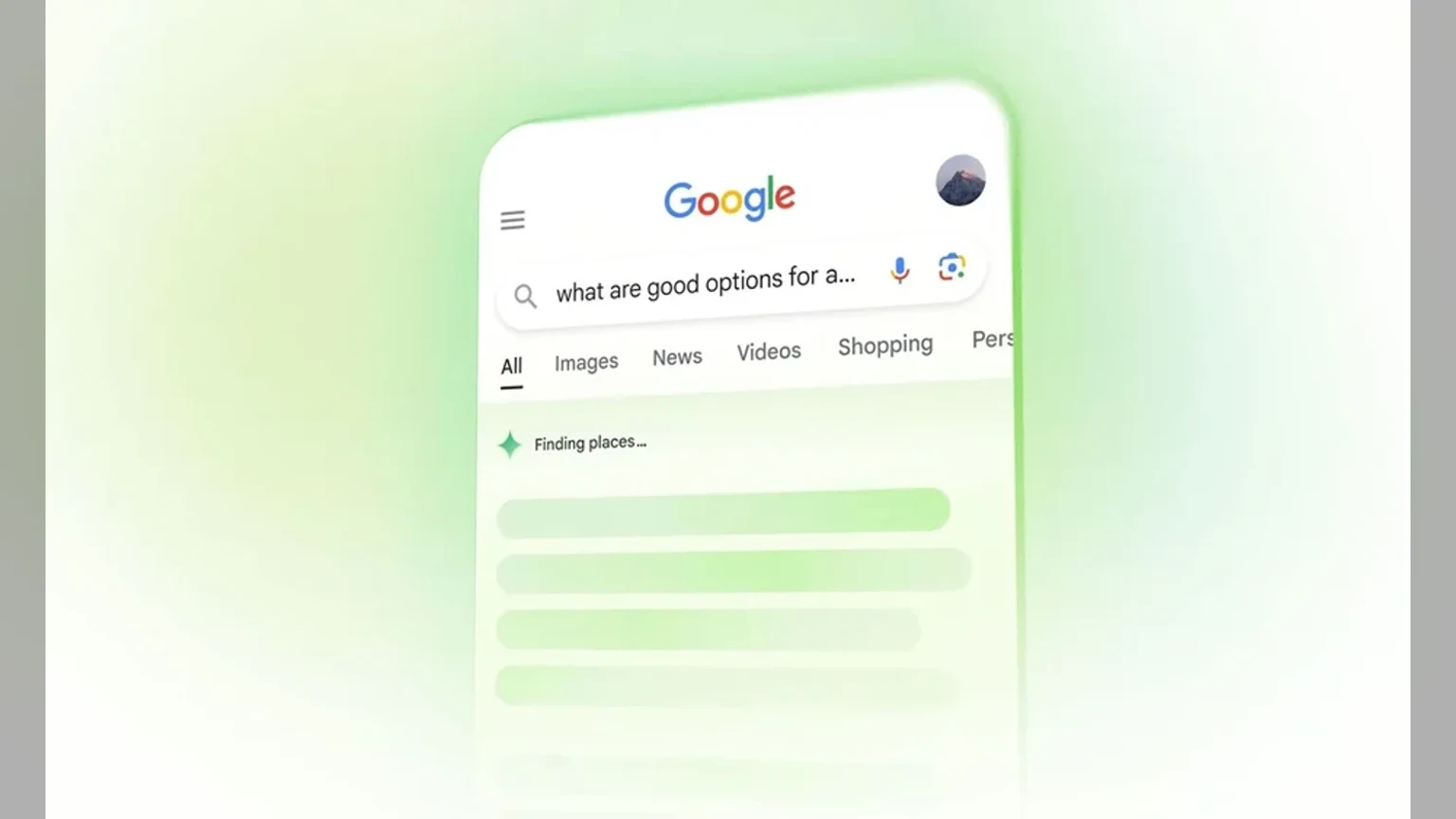Interface do Google Search com recursos de IA generativa