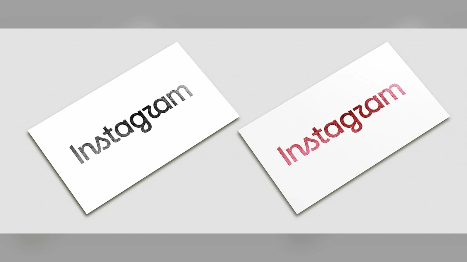 Aplicação do novo wordmark do Instagram em peça impressa